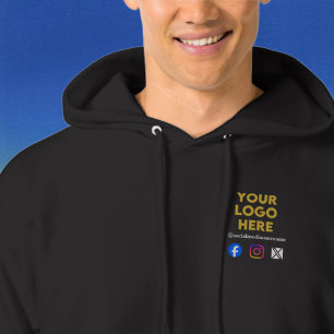 Anpassad logotyp och social medie-verksamhet hoodie