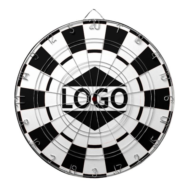 Anpassad logotyp på svart och vitt darttavla (Framsidan)