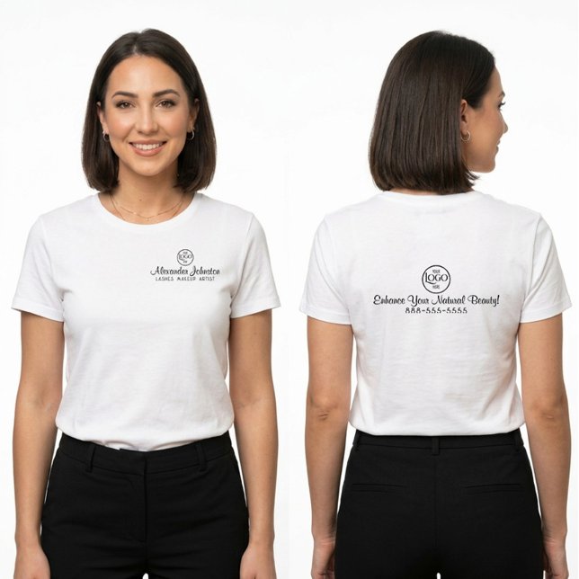 Anpassad logotyp professionell ögonfranssmaskör t shirt (Custom Logo Professional Lash Makeup Artist T-Shirt)