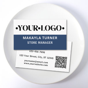 Anpassad logotyp QR-kod blå Visitkort