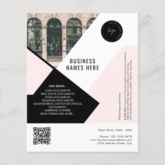 Anpassad logotyp QR-kod Foto Rosa Enkel Profession Flygblad (Framsidan)