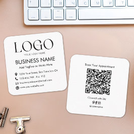 Anpassad logotyp QR-kod Modern minimalistisk svart Fyrkantigt Visitkort
