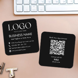 Anpassad logotyp QR-kod Modern minimalistisk svart Fyrkantigt Visitkort