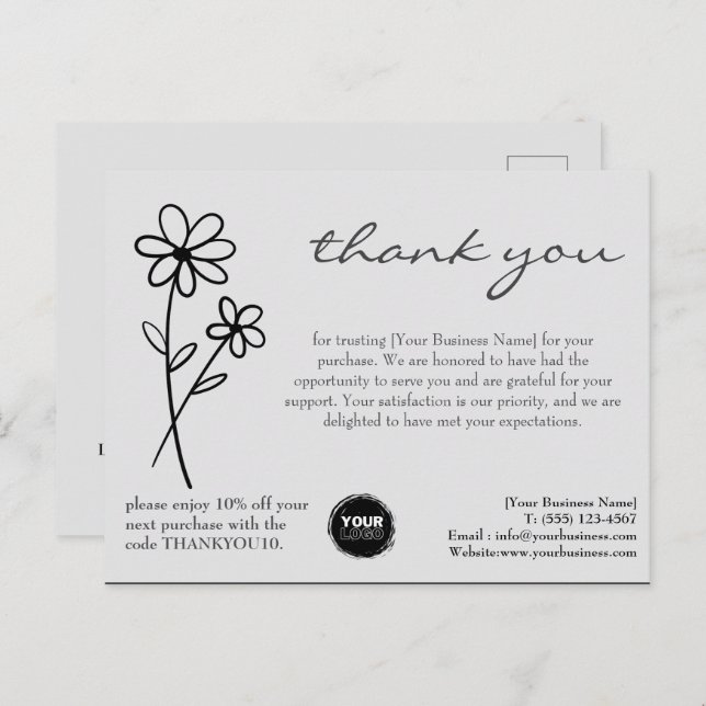 Anpassad logotyp & QR-kod tack företag Vykort (Fram/baksida)