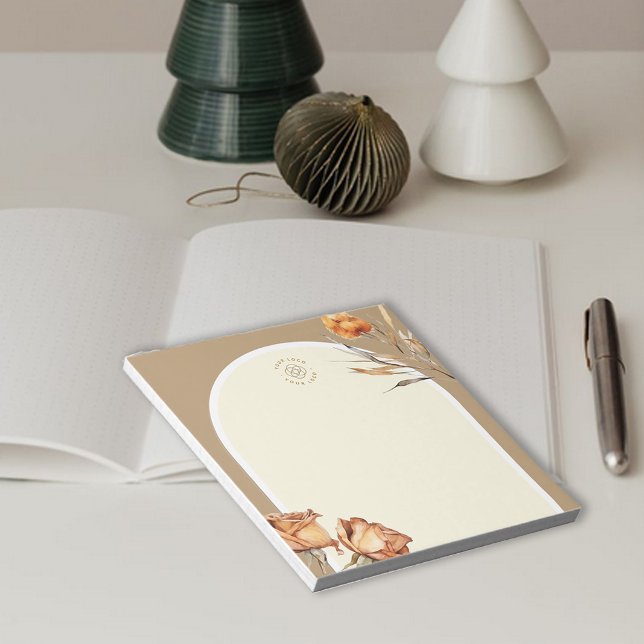 Anpassad logotyp Retro Arch Rose Företag Anteckningsblock (Custom Logo Retro Arch Rose Business Notepad)