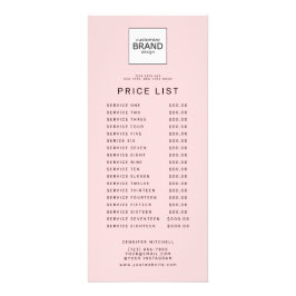 Anpassad logotyp Rosa Pris Service Lista Reklamkort