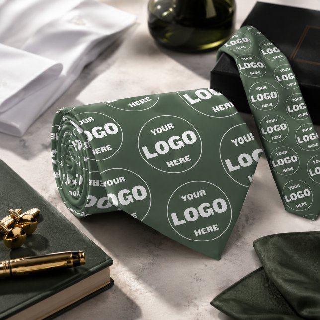 Anpassad logotyp Sage Green slips - Professionell  (Custom Logo Sage Green Tie - Professional Branded)
