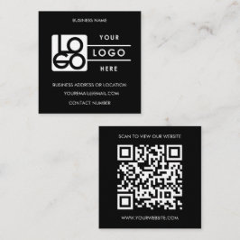 Anpassad logotyp Svart Vitt QR-kod Webbplats Fyrkantigt Visitkort