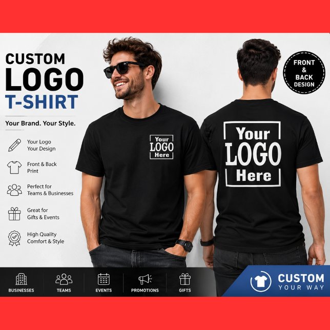 Anpassad logotyp T-shirt framsida baksida tryck fö (Skapare uppladdad)