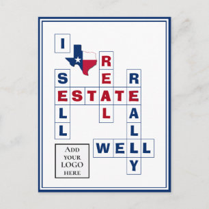 Anpassad logotyp TEXAS Fastigheter Realtor Vykort