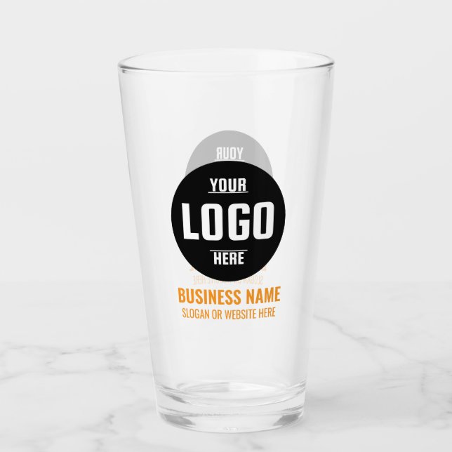 Anpassad logotyp & text 16oz Orange Personlig öl Glaskopp (Framsida)