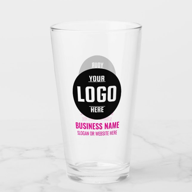 Anpassad logotyp & text 16oz Rosa Personlig Öl Glaskopp (Framsida)