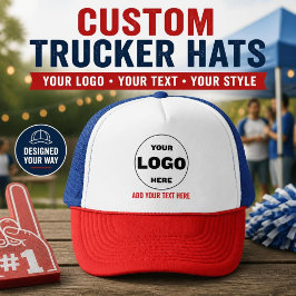 Anpassad logotyp & text Baseball Trucker Hatt - Rö Keps