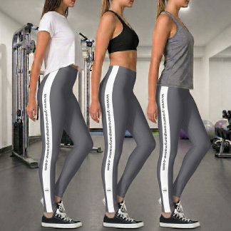 Anpassad logotyp & text Kampanjgrå och vit Leggings