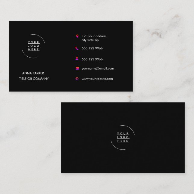 Anpassad logotyp & text visitkort (Fram/baksida)