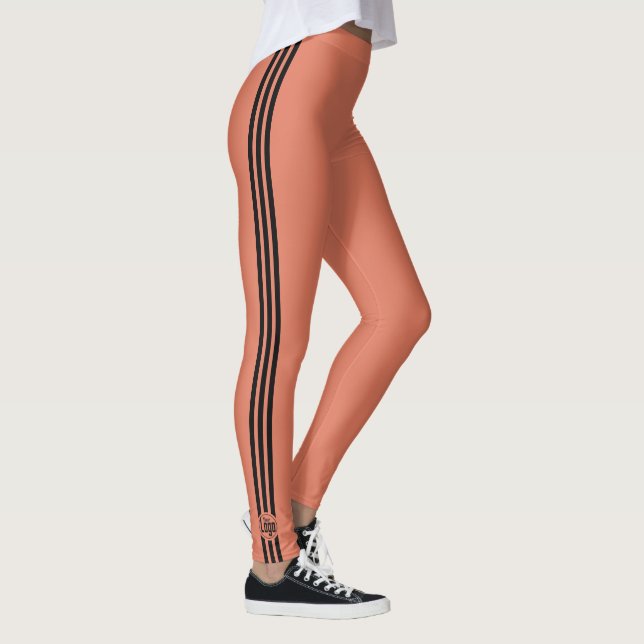 Anpassad logotyp Tre svarta ränder orange Leggings (Höger)