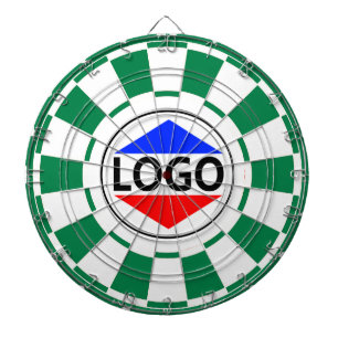 Anpassad logotypbild på grön och vit darttavla