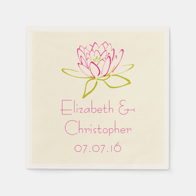 Anpassad Lotus Flower/Vatten Lily Illustration Pappersservett (Framsidan)