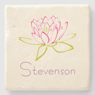 Anpassad Lotus Flower/Vatten Lily Illustration Stenunderlägg