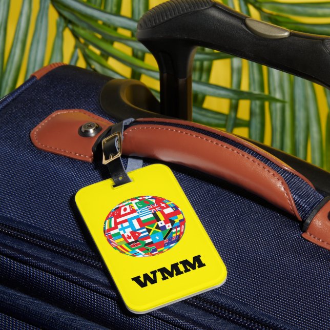 Anpassad Luggage-tagg för Bright-Gult Bagagebricka (Framsida Insitu 1)