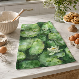 Anpassad lugn akvarelldamm | Lotus Art Present Kökshandduk