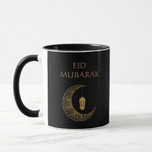 Anpassad Lycklig Eid Mubarak Golden Black Crescent Mugg