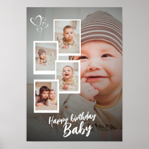 Anpassad Lycklig Födelsedag Bebis Foto Collage Sky Poster