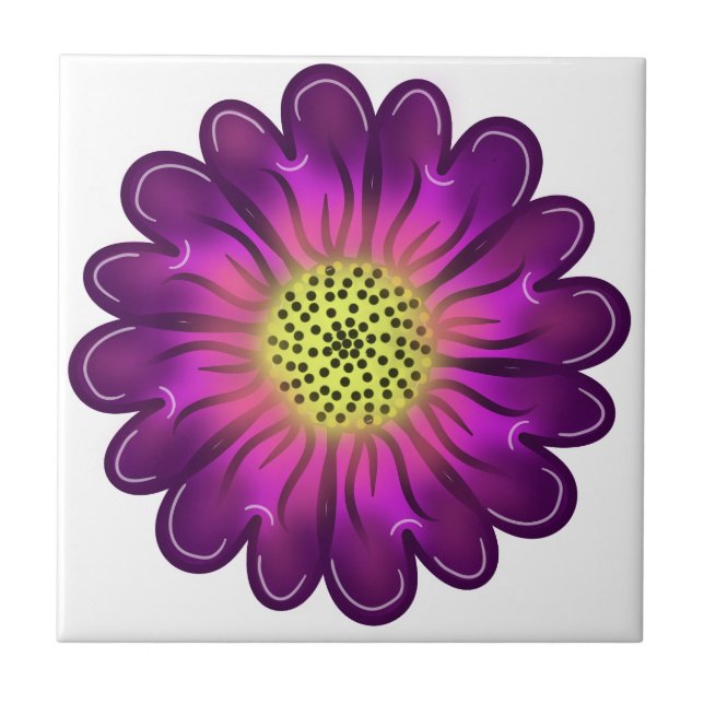 Anpassad lysande neon lila & rosa Dahlia-blomma Kakelplatta (Framsidan)