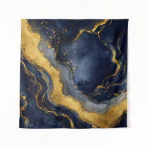 Anpassad Lyx Navy Guld Abstrakt Marmor Fluid Konst