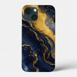 Anpassad Lyx Navy Guld Abstrakt Marmor Fluid Konst