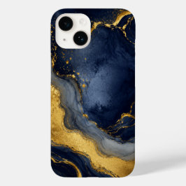 Anpassad Lyx Navy Guld Abstrakt Marmor Fluid Konst