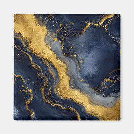 Anpassad Lyx Navy Guld Abstrakt Marmor Fluid Konst Magnet