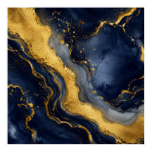 Anpassad Lyx Navy Guld Abstrakt Marmor Fluid Konst