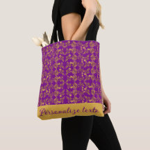 Anpassad Lyxig Guld Blommig Damask på Kunglig Purp