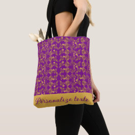 Anpassad Lyxig Guld Blommig Damask på Kunglig Purp Tygkasse