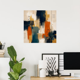 Anpassad Lyxig Guld Marin Abstrakt Modern Konst Poster