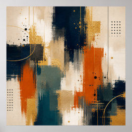 Anpassad Lyxig Guld Marin Abstrakt Modern Konst Poster