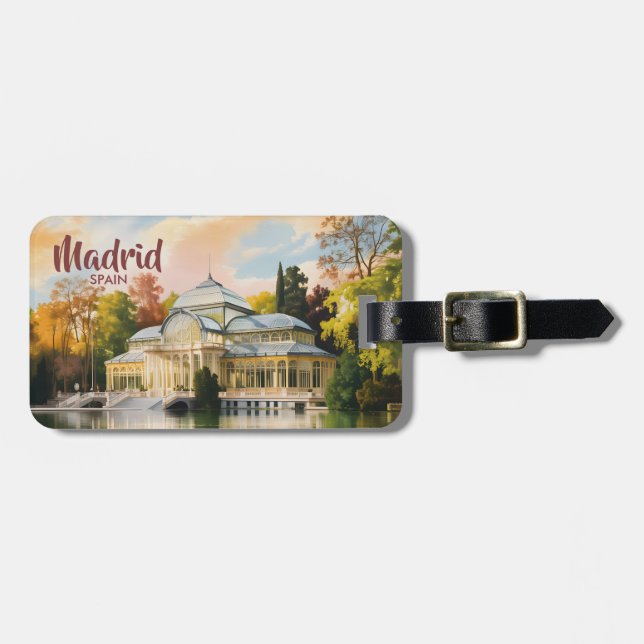 Anpassad Madrid Spanien Palacio de Cristal Akvarel Bagagebricka (Horisontell Framsida)