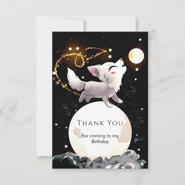 Anpassad Magisk Varg Födelsedag Tack Kort (Framsida)