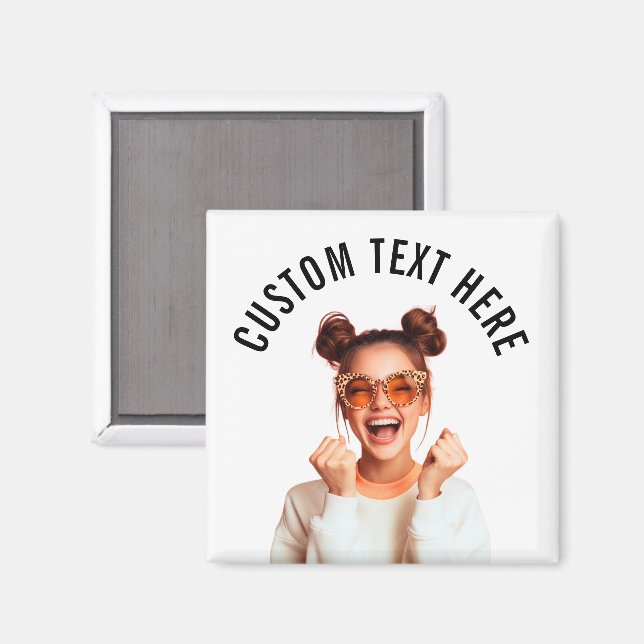 Anpassad magnet med foto och text (Front/Back)