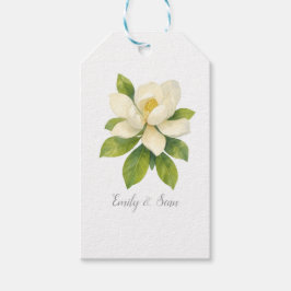 Anpassad Magnolia Blomma Anpassad Bröllopsmonogram Presentetikett