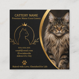 Anpassad Maine Coon Katteri Företagskort med Foto Fyrkantigt Visitkort