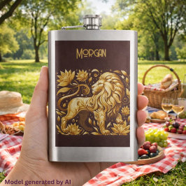 Anpassad Majestic Gold Lion Fickplunta