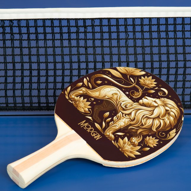 Anpassad Majestic Gold Lion Pingisracket (Insitu)