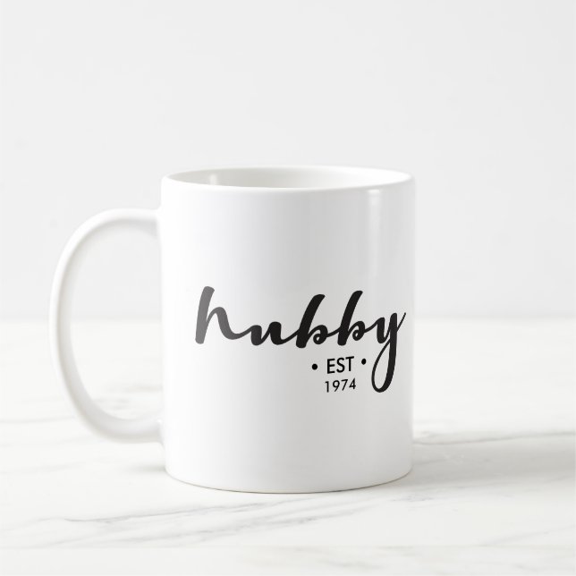 Anpassad make, etableringsår här, personlig kaffemugg (Vänster)