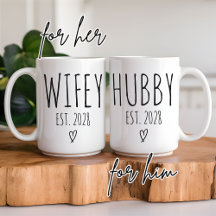 Anpassad make & fru-mugg, bröllopsgåva till par
