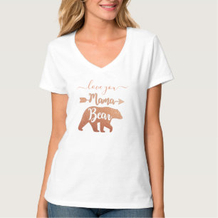 Anpassad MAMA BEAR Roséguld Mamma Kvinnor Djup V-r T Shirt