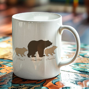 Anpassad Mama Björn Med 2 Barnnamn Mors Dag Presen Jumbo Mugg