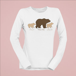 Anpassad Mama Björn Med 2 Barnnamn Mors Dag Presen T Shirt