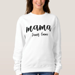 Anpassad Mama Sweatshirt med Barnets Namn, Personl T Shirt